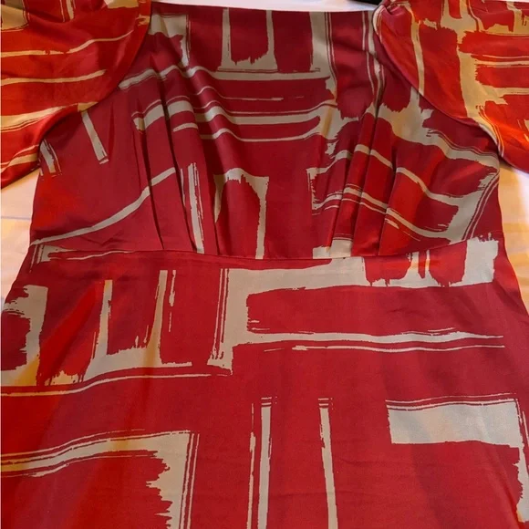 Banana Republic Red and Gold Midi Dress - Picture 5 of 11